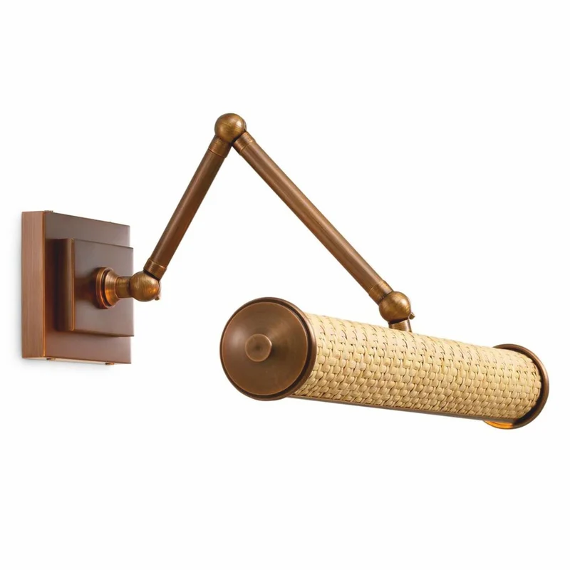 Casa Padrino Luxus Wandleuchte Antik Messing / Naturfarben 43 cm - Luxus Leuchten