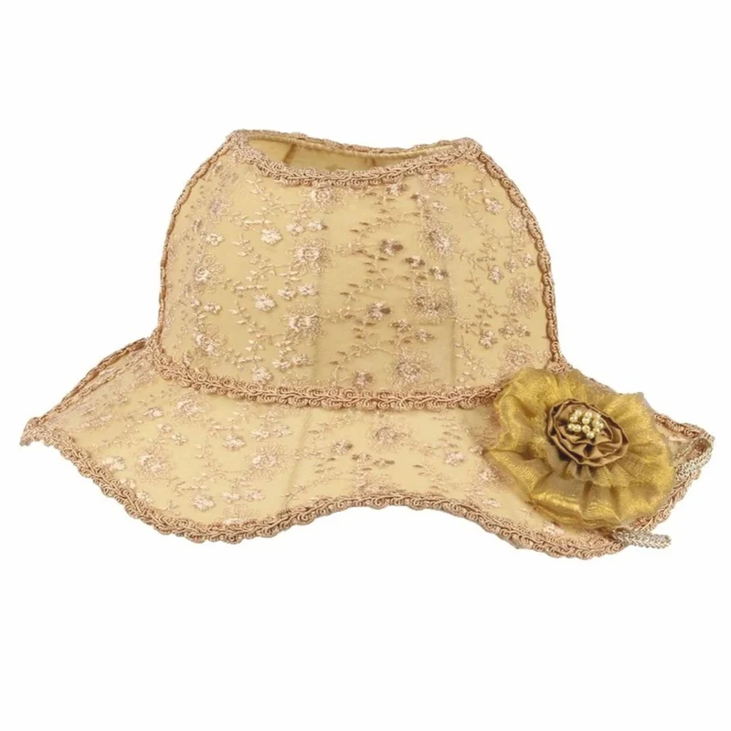 Casa Padrino Barock Lampenschirm in Damenhut Form Beige / Gold 47 cm