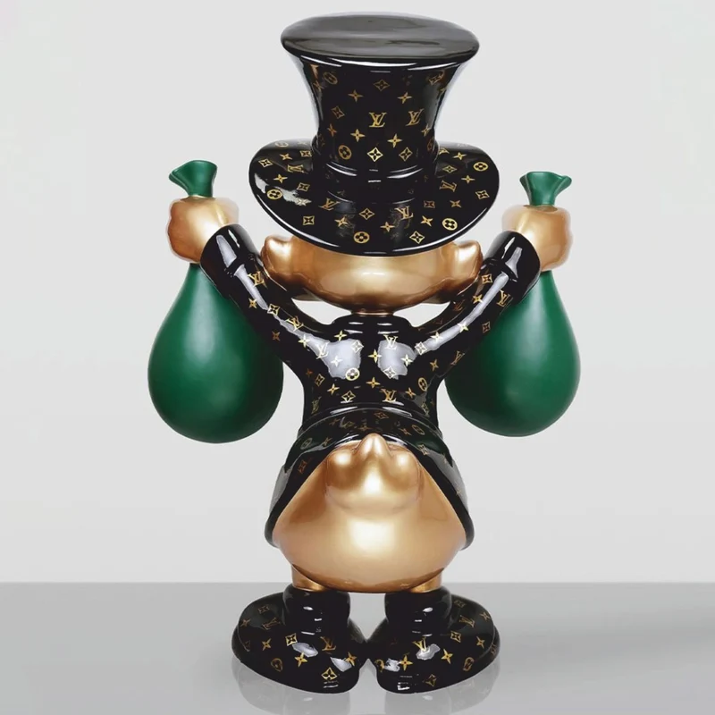 Casa Padrino XXL Deko Skulptur Ente Schwarz / Gold / Grün H. 170 cm - Große Deko Figur