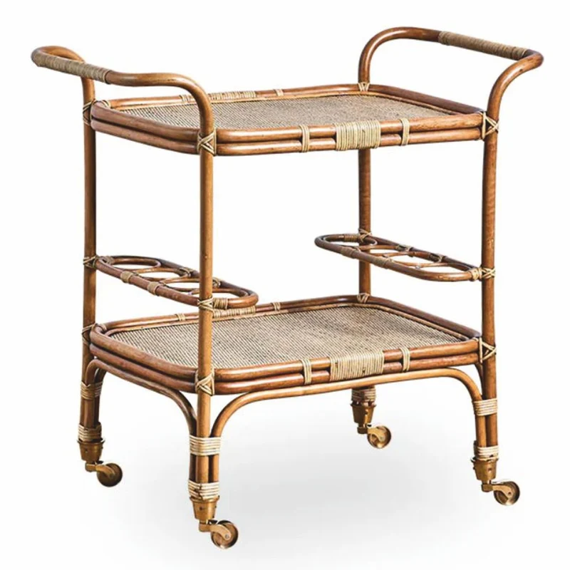 Casa Padrino Luxus Servierwagen Braun / Naturfarben 89 cm - Hotel Trolley