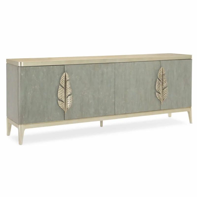Casa Padrino Luxus Sideboard Graublau / Gold 229 cm - Luxus Hotel Möbel