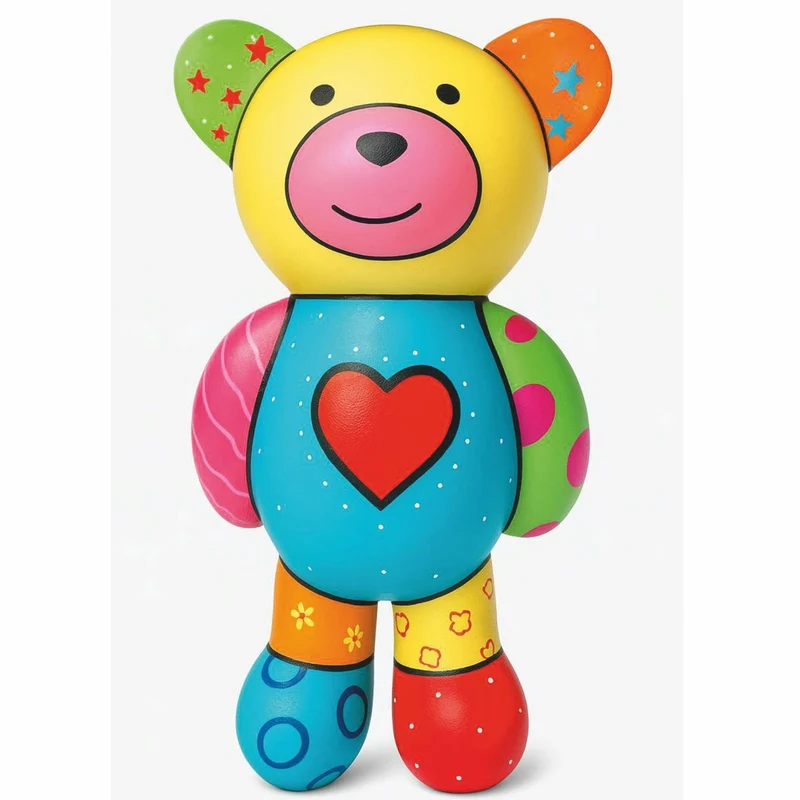 Casa Padrino Deko Figur Teddybär Herz Bunt H. 46 cm - Deko Skulptur