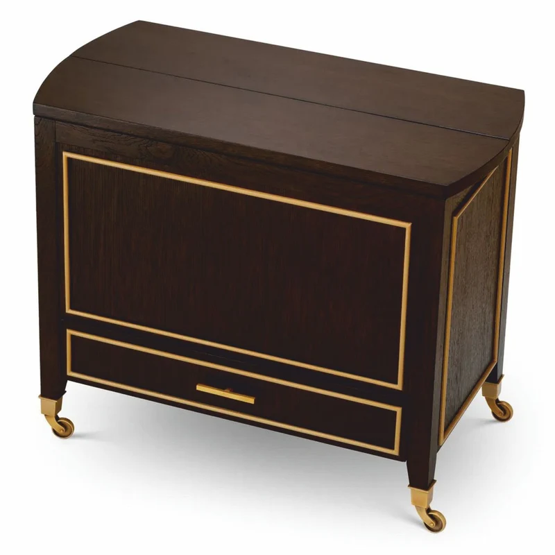 Casa Padrino Luxus Servierwagen Dunkelbraun / Messing 90,5 cm - Hotel Trolley