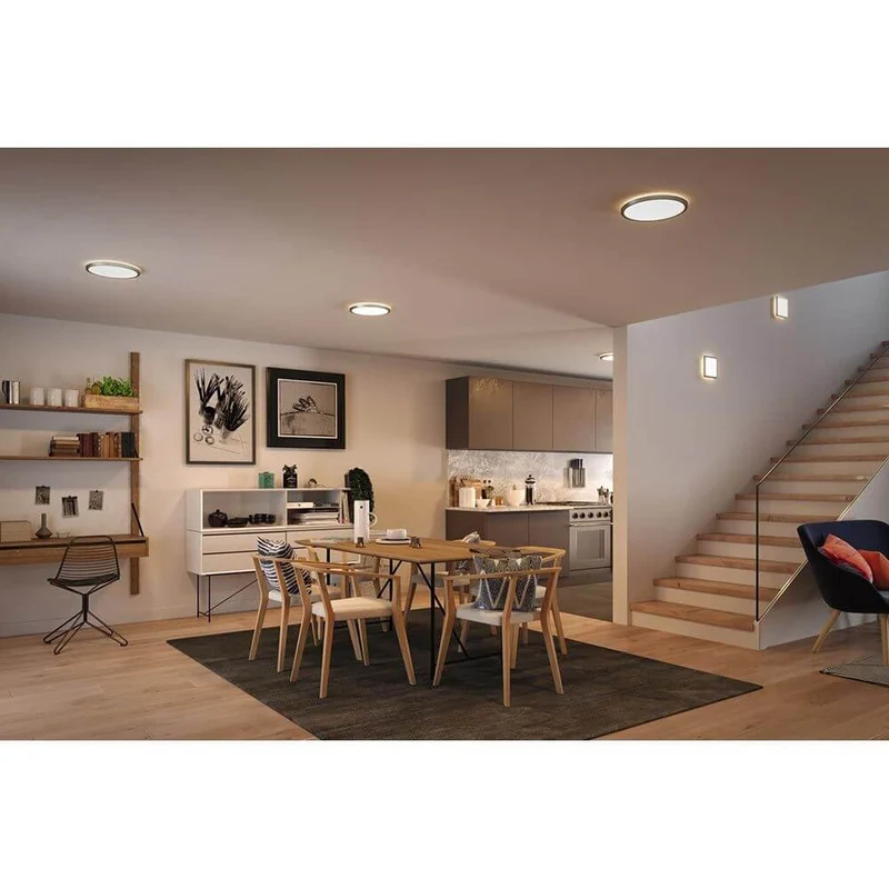 LED Panel Deckenlampe Atria Shine Ø 19cm Chrom-Matt