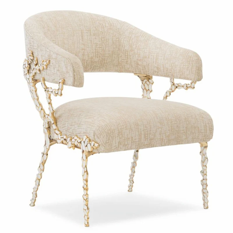 Casa Padrino Luxus Sessel Weiß / Gold H. 83 cm - Wohnzimmer & Hotel Möbel