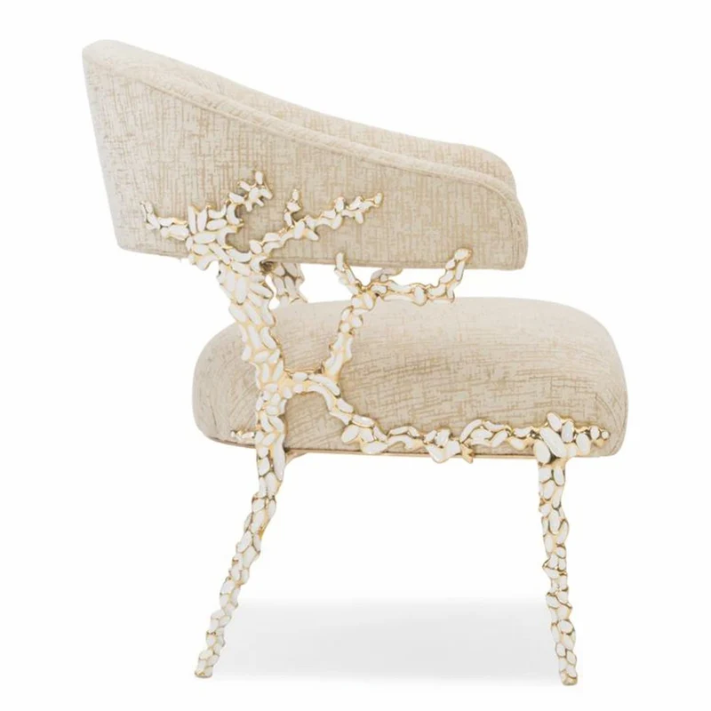 Casa Padrino Luxus Sessel Weiß / Gold H. 83 cm - Wohnzimmer & Hotel Möbel