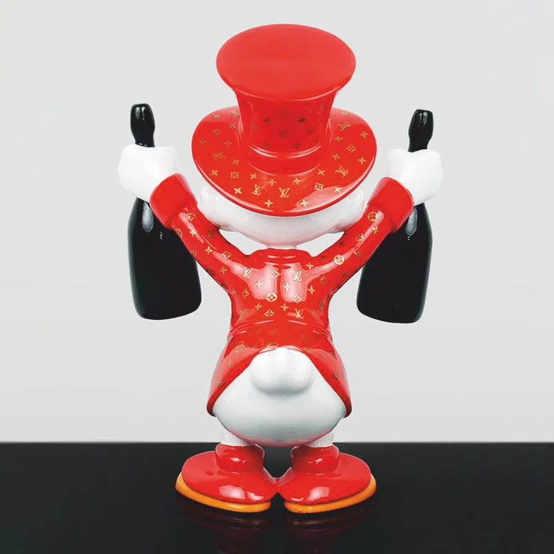 Casa Padrino Deko Figur Ente Rot / Weiß / Schwarz H. 45 cm - Deko Skulptur