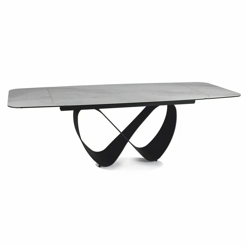 Casa Padrino Luxus Esstisch Matt Weiß / Matt Schwarz 160-240 cm - Ausziehbar