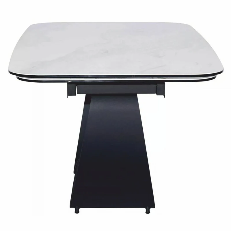 Casa Padrino Luxus Esstisch Matt Weiß / Matt Schwarz 160-240 cm - Ausziehbar