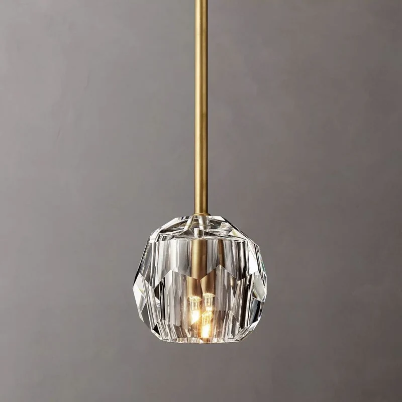 Glazen Hanglamp met Kristallen Bol Ø13cm Messing Zwart Nikkel Woonkamer Eetkamer Slaapkamer LED Verlichting | Sansoti