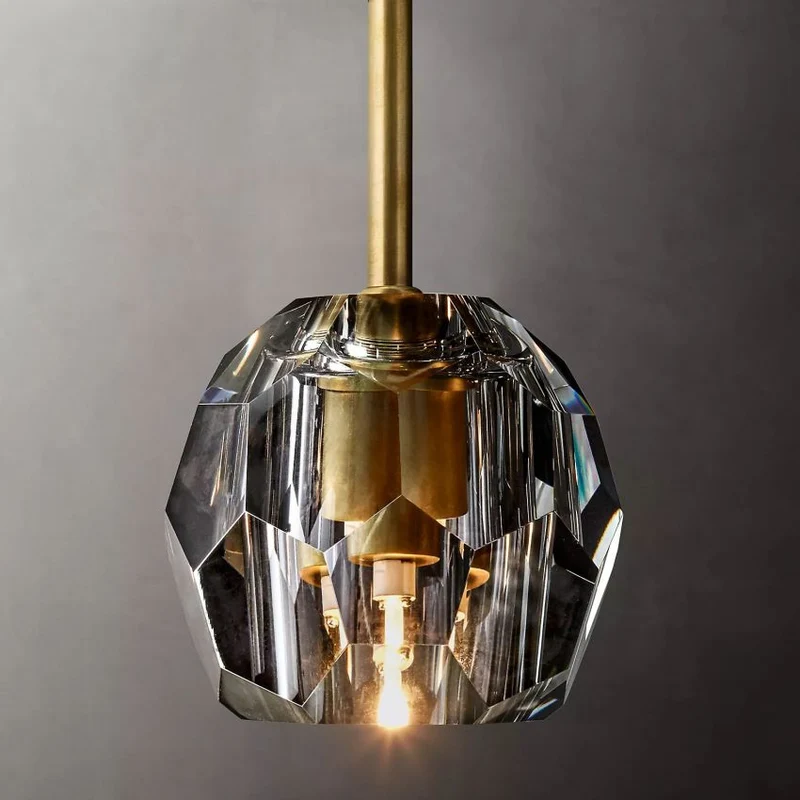 Glazen Hanglamp met Kristallen Bol Ø13cm Messing Zwart Nikkel Woonkamer Eetkamer Slaapkamer LED Verlichting | Sansoti