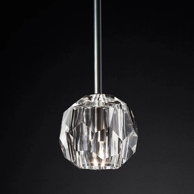 Glazen Hanglamp met Kristallen Bol Ø13cm Messing Zwart Nikkel Woonkamer Eetkamer Slaapkamer LED Verlichting | Sansoti