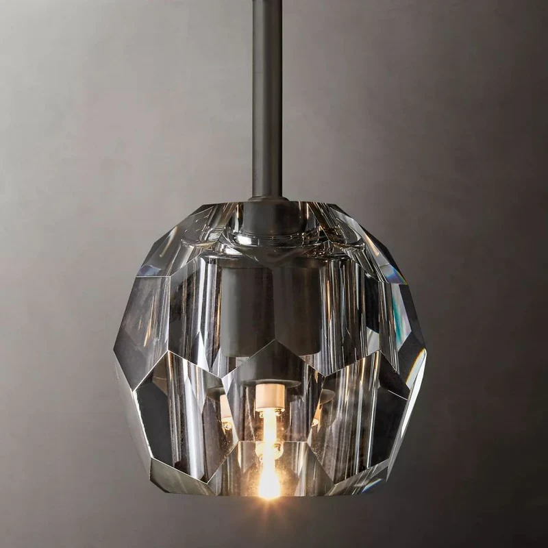 Glazen Hanglamp met Kristallen Bol Ø13cm Messing Zwart Nikkel Woonkamer Eetkamer Slaapkamer LED Verlichting | Sansoti