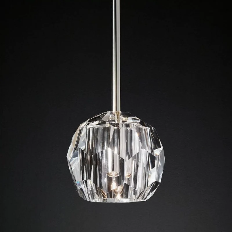 Glazen Hanglamp met Kristallen Bol Ø13cm Messing Zwart Nikkel Woonkamer Eetkamer Slaapkamer LED Verlichting | Sansoti