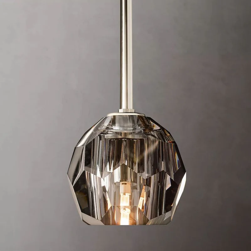 Glazen Hanglamp met Kristallen Bol Ø13cm Messing Zwart Nikkel Woonkamer Eetkamer Slaapkamer LED Verlichting | Sansoti