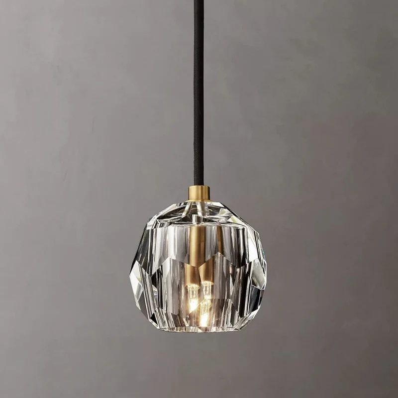 Glazen Hanglamp met Kristallen Bol Ø13cm Messing Zwart Nikkel Woonkamer Eetkamer Slaapkamer LED Verlichting | Sansoti