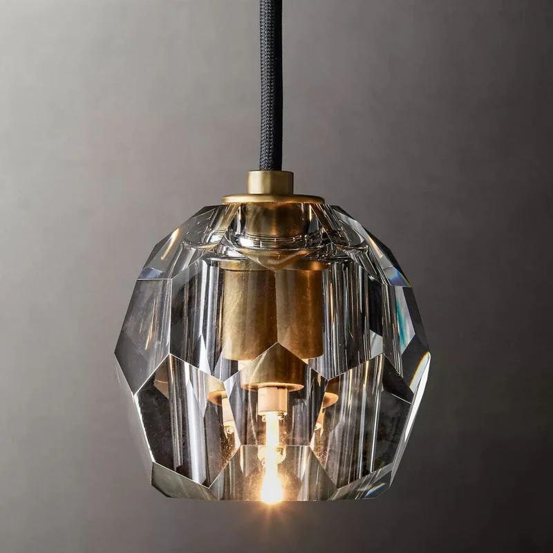 Glazen Hanglamp met Kristallen Bol Ø13cm Messing Zwart Nikkel Woonkamer Eetkamer Slaapkamer LED Verlichting | Sansoti