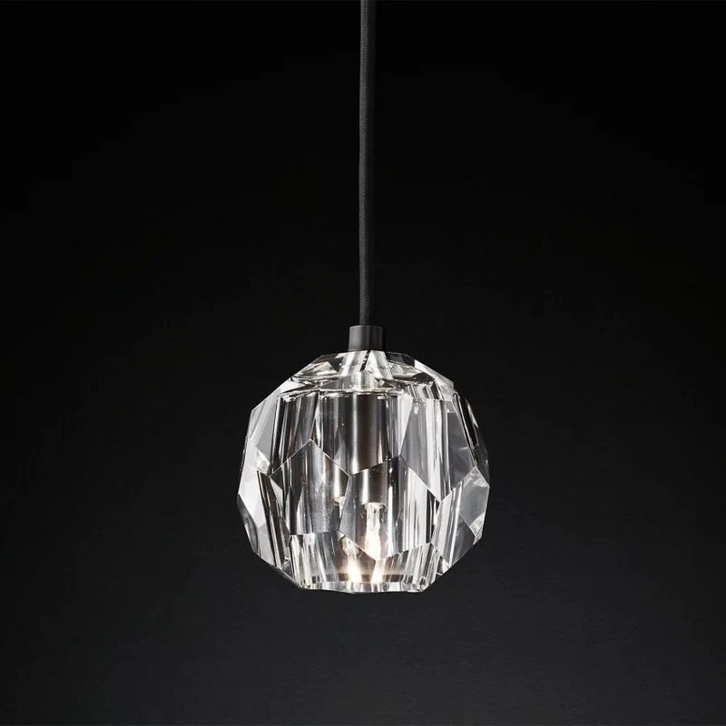 Glazen Hanglamp met Kristallen Bol Ø13cm Messing Zwart Nikkel Woonkamer Eetkamer Slaapkamer LED Verlichting | Sansoti