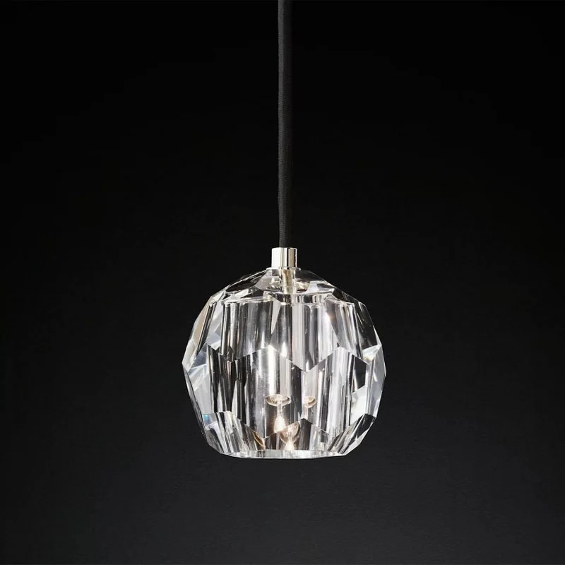 Glazen Hanglamp met Kristallen Bol Ø13cm Messing Zwart Nikkel Woonkamer Eetkamer Slaapkamer LED Verlichting | Sansoti