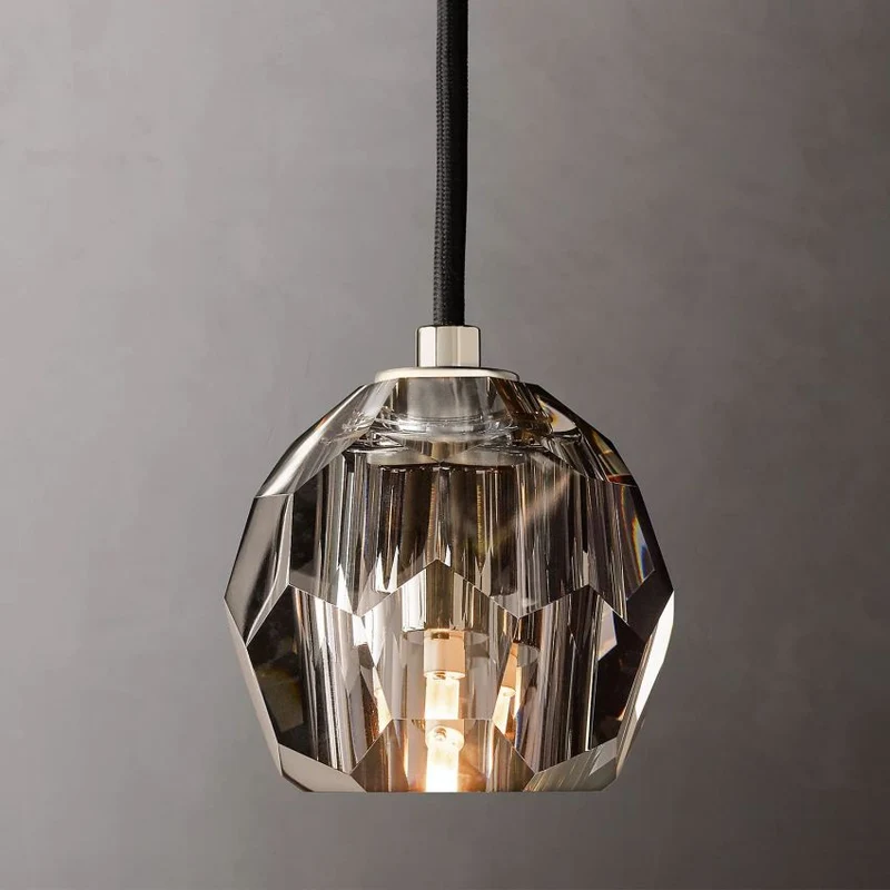 Glazen Hanglamp met Kristallen Bol Ø13cm Messing Zwart Nikkel Woonkamer Eetkamer Slaapkamer LED Verlichting | Sansoti