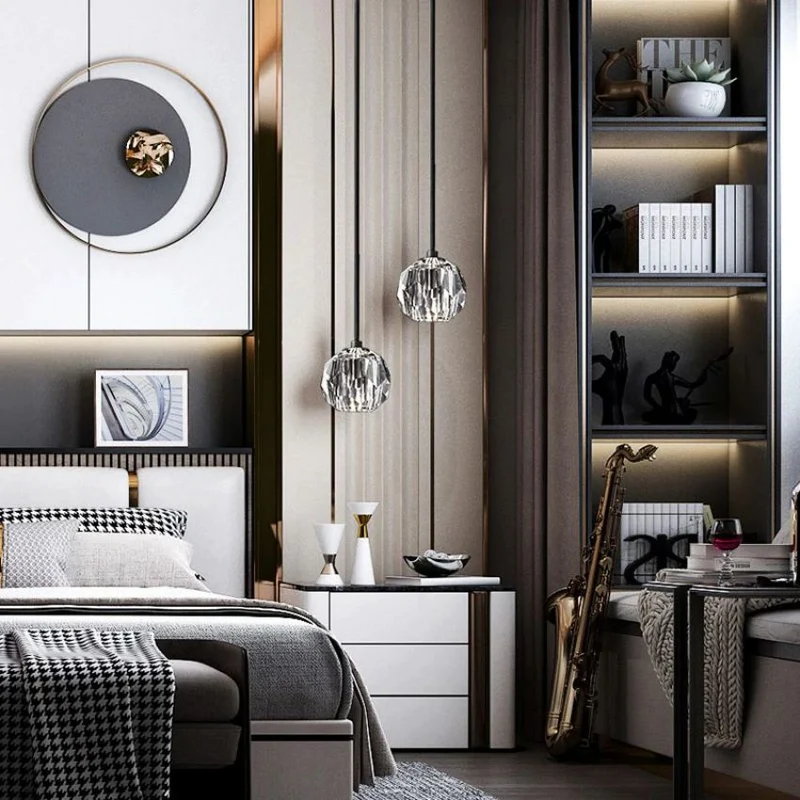 Glazen Hanglamp met Kristallen Bol Ø13cm Messing Zwart Nikkel Woonkamer Eetkamer Slaapkamer LED Verlichting | Sansoti