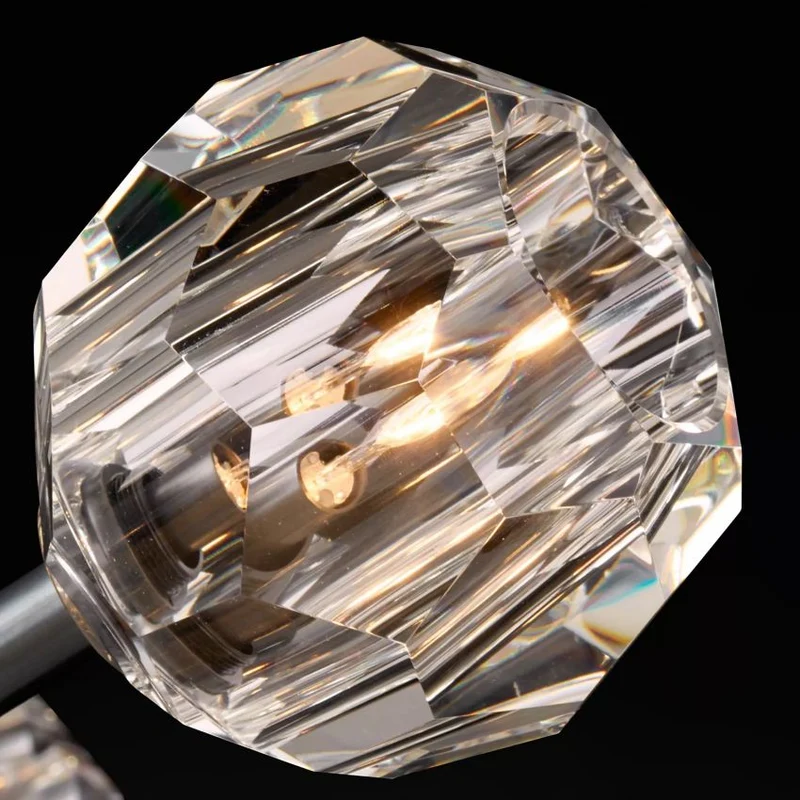 Glazen Hanglamp met Kristallen Bol Ø13cm Messing Zwart Nikkel Woonkamer Eetkamer Slaapkamer LED Verlichting | Sansoti