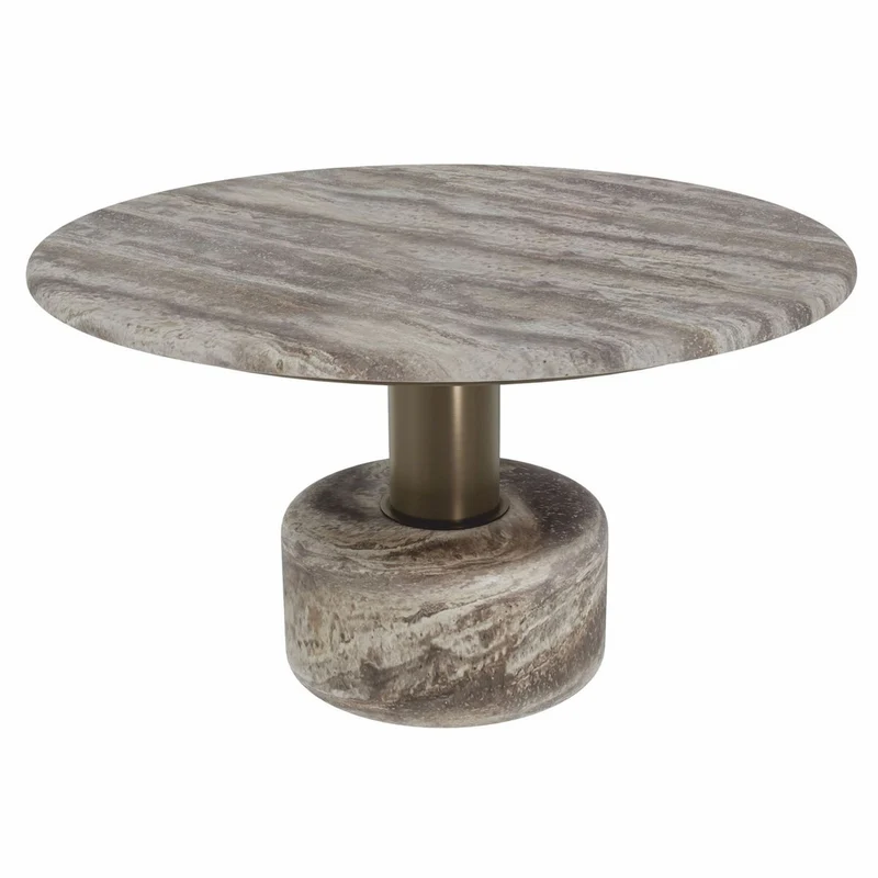 Casa Padrino Luxus Travertin Couchtisch Grau Ø 70 cm - Luxus Wohnzimmer Möbel