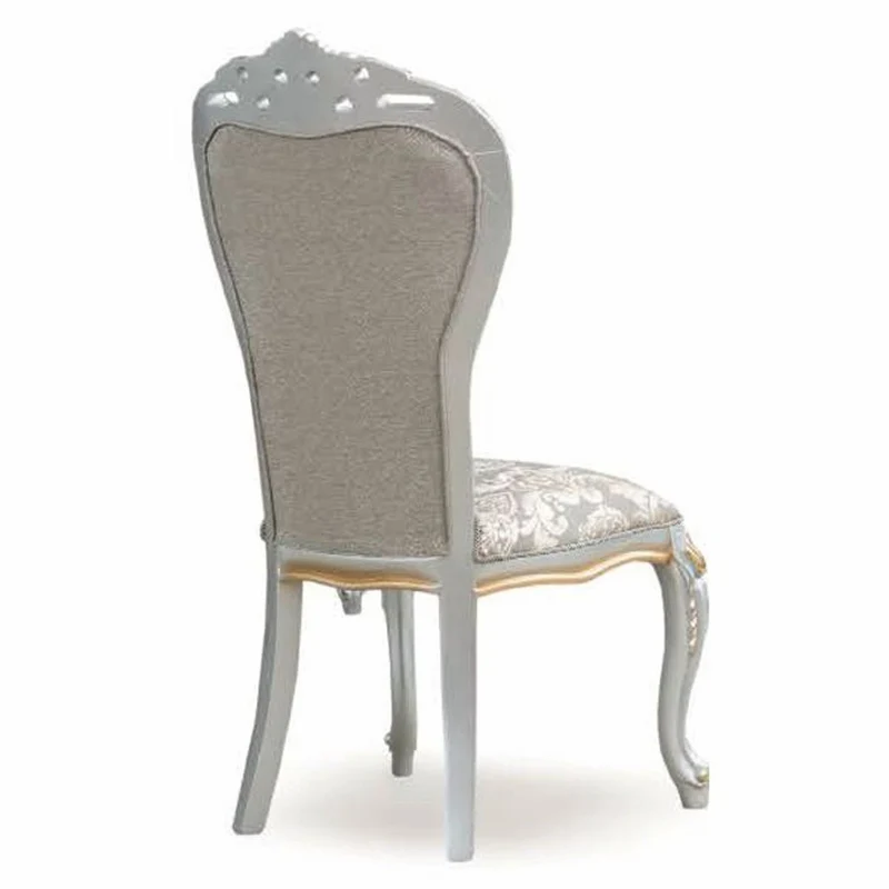 Casa Padrino Luxus Barock Esszimmer Stuhl Grau / Silber / Gold - Barock Möbel