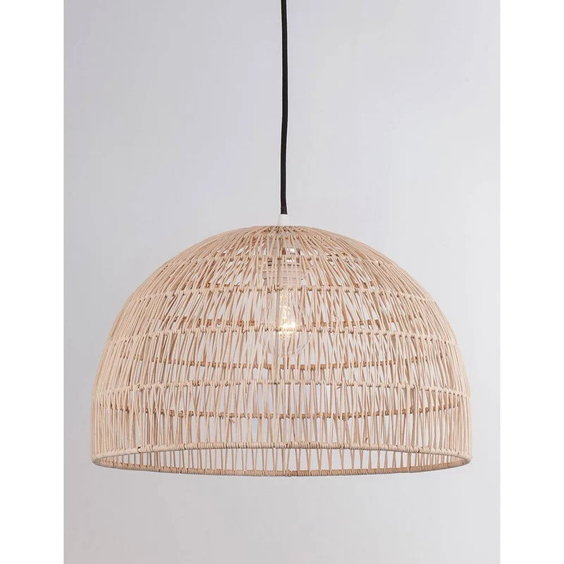 Melody Natur Rattan Hängelampe Halbsphäre