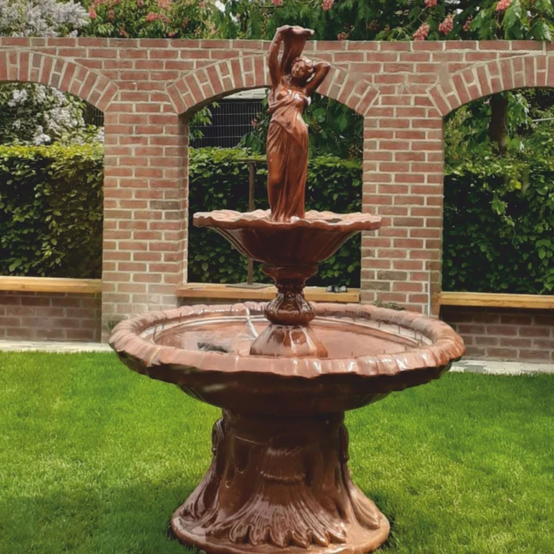 Casa Padrino Jugendstil Springbrunnen Frau mit Vase Braun Ø 155 x H. 215 cm