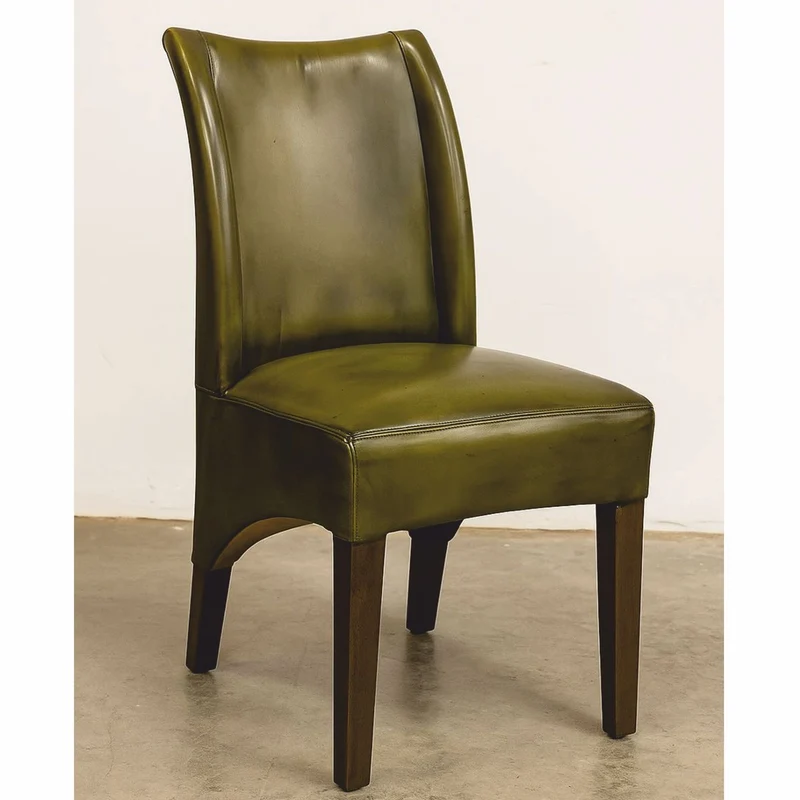 Casa Padrino Luxus Leder Esszimmer Stuhl Vintage Grün / Dunkelbraun H. 104 cm