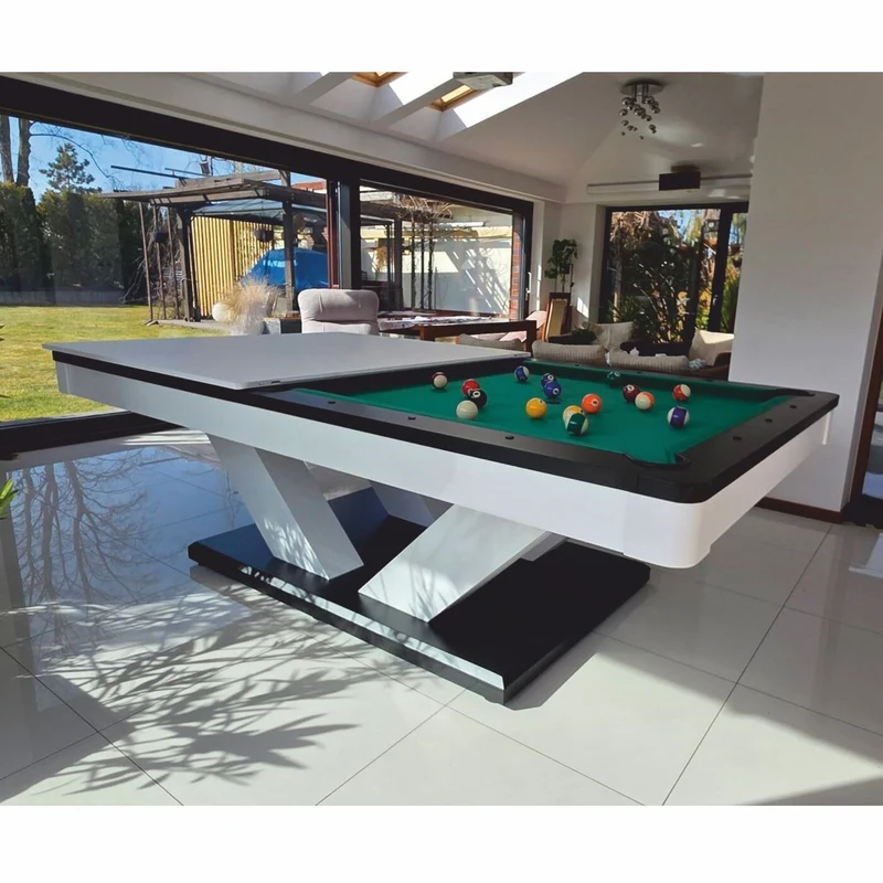 Casa Padrino Luxus Pool Billardtisch / Esstisch 8ft Weiß / Schwarz / Grün