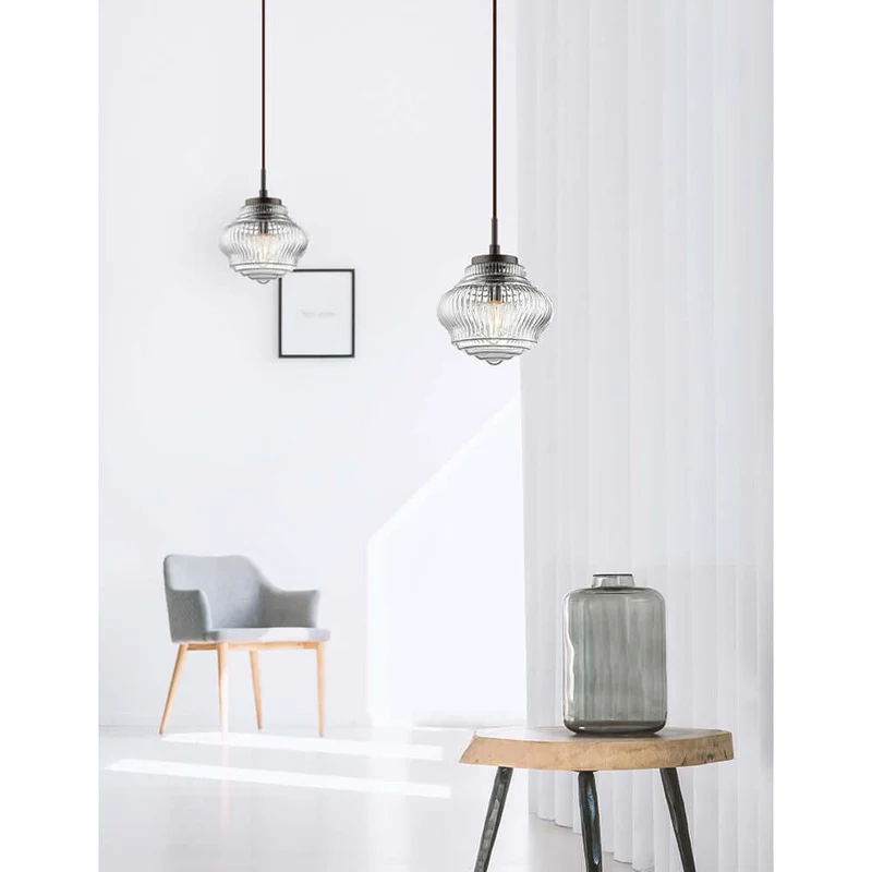 Nord Glas-Pendelleuchte Klar, Braun
