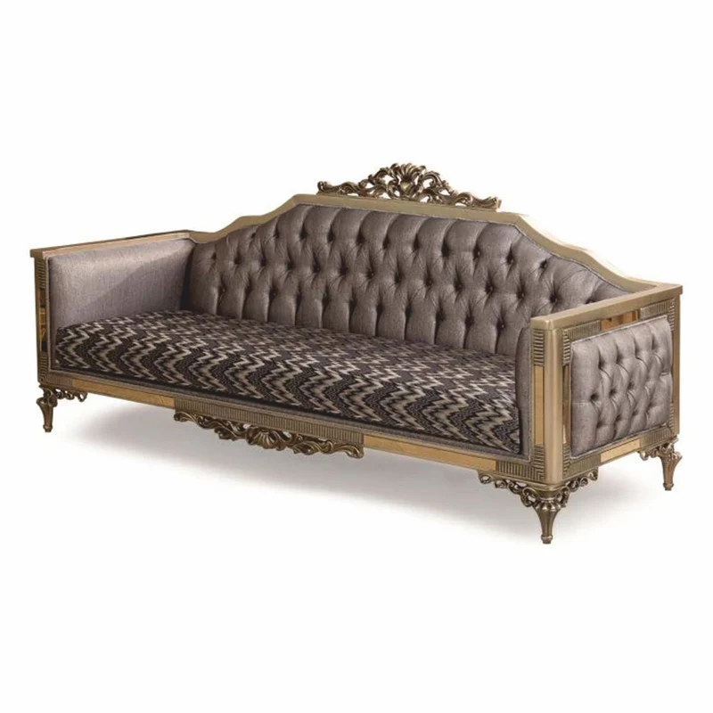 Casa Padrino Luxus Barock Wohnzimmer Sofa Grau / Gold 230 cm - Barock Möbel