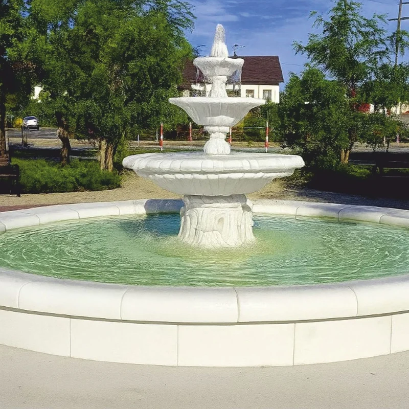 Casa Padrino Barock Springbrunnen Weiß Ø 145 x H. 180 cm - Garten Deko Brunnen
