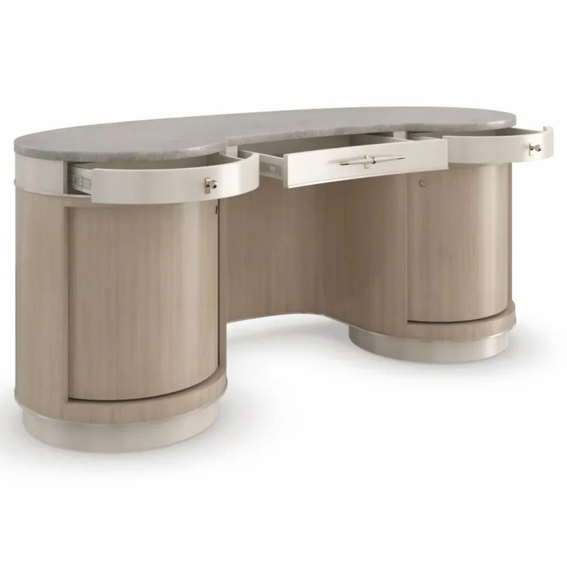 Casa Padrino Luxus Schminktisch Grau / Braun / Gold 171 cm - Hotel & Schlafzimmer Möbel