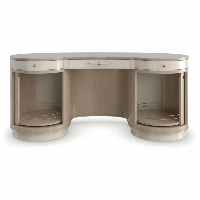 Casa Padrino Luxus Schminktisch Grau / Braun / Gold 171 cm - Hotel & Schlafzimmer Möbel