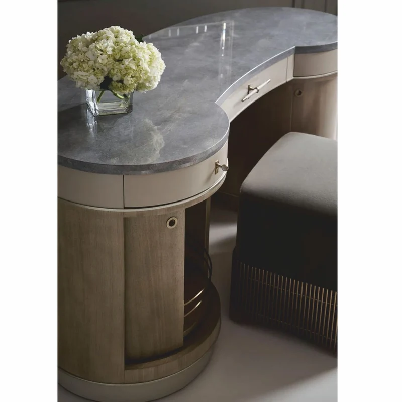 Casa Padrino Luxus Schminktisch Grau / Braun / Gold 171 cm - Hotel & Schlafzimmer Möbel