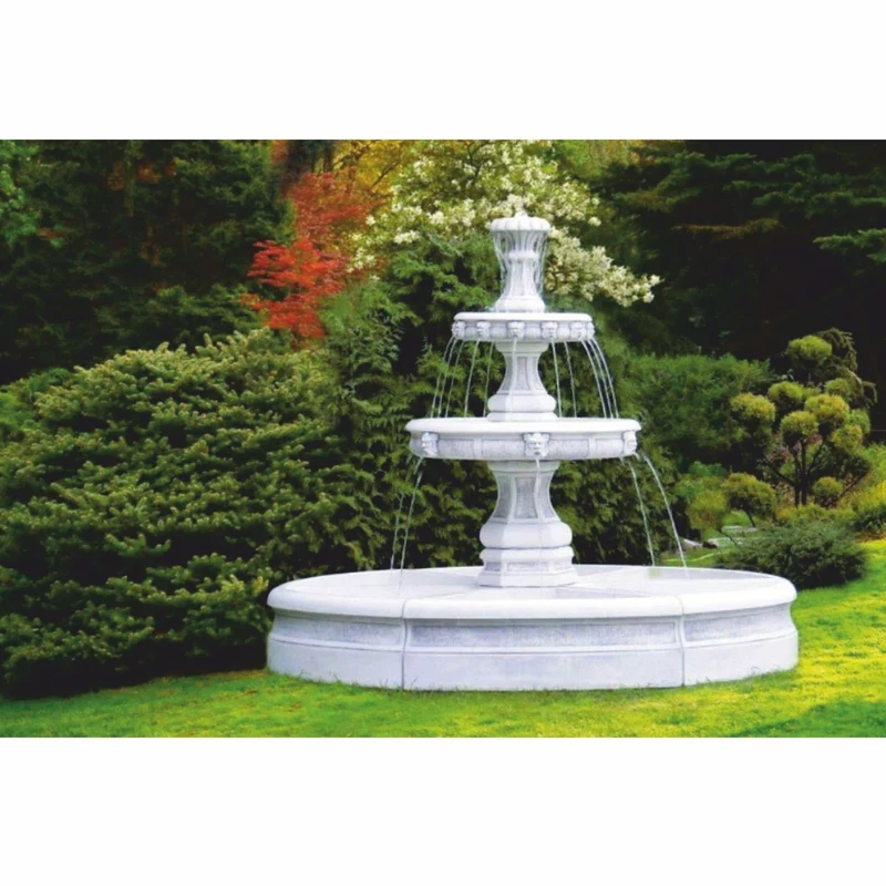 Casa Padrino Barock Springbrunnen Grau Ø 245 x H. 210 cm - Barock Garten Deko