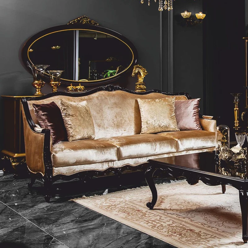 Casa Padrino Luxus Barock Sofa Gold / Dunkelbraun 225 cm - Barock Möbel