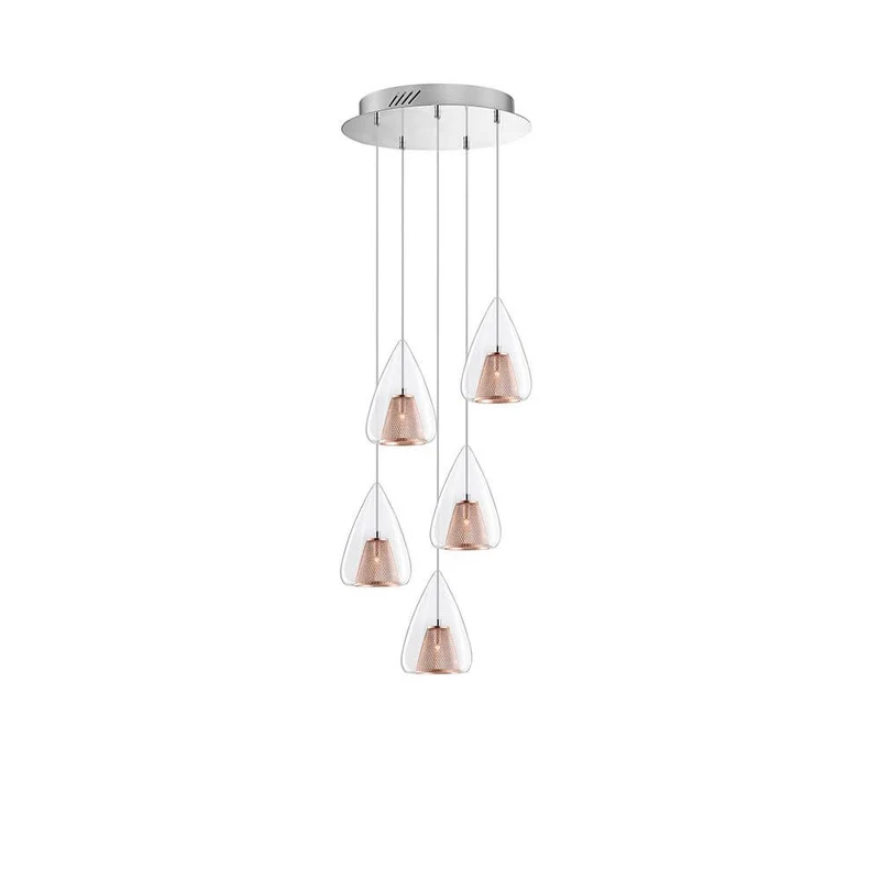 Hugo Hängelampe 5-flg. Roségold