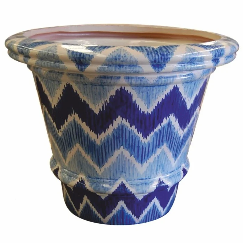 Casa Padrino Luxus Keramik Blumentopf Blau / Weiß Ø 79 x H. 63 cm - Garten Deko
