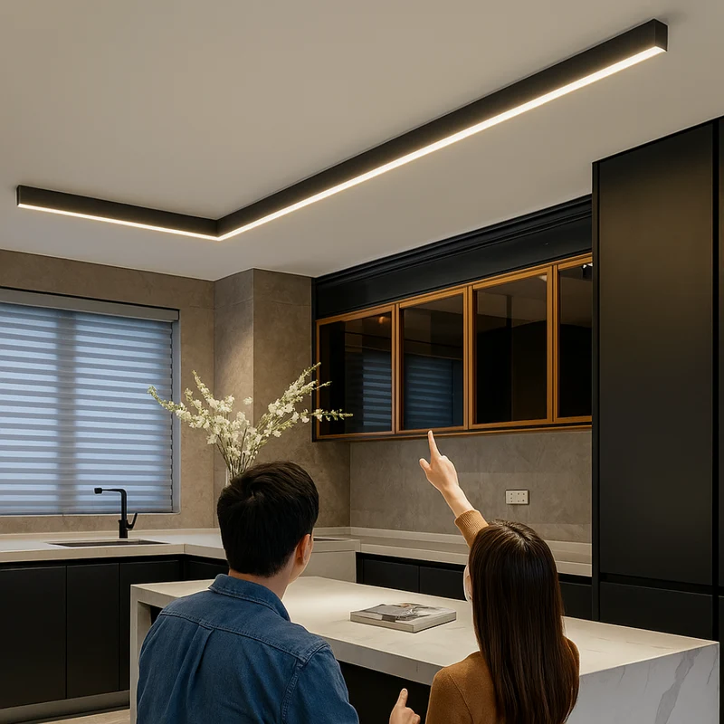 Lineaire LED Plafondlamp Aluminium 60-150cm Neutraal Wit Licht Strak Modern Design voor Keuken Kantoor Werkplek | Sansoti