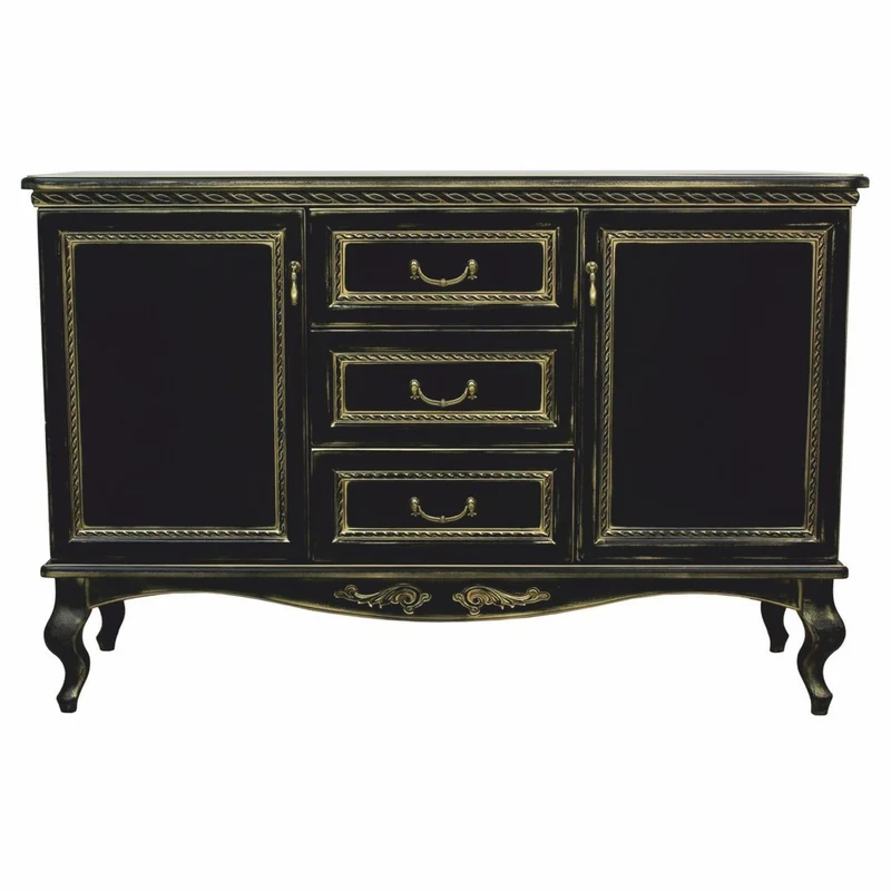 Casa Padrino Luxus Barock Sideboard Schwarz / Gold 180 cm - Barock Möbel