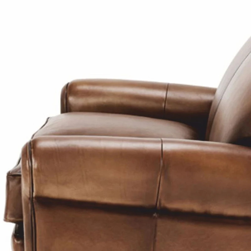 Casa Padrino Luxus Echtleder Sofa Dunkelbraun / Schwarz 140 cm - Leder Möbel