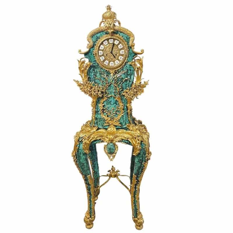 Casa Padrino Barock Standuhr Malachitgrün / Gold H. 185 cm - Barock Möbel