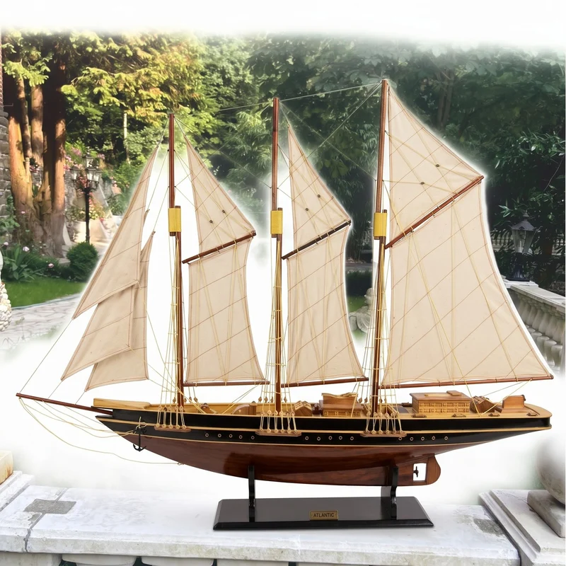 Casa Padrino Deko Segelschiff Atlantic Braun / Schwarz / Naturfarben 114 cm
