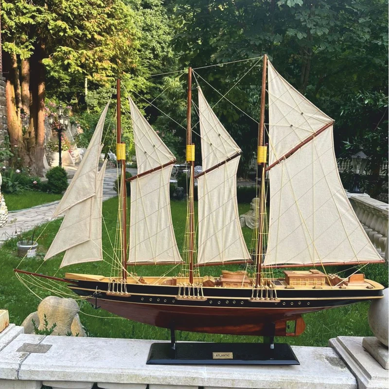 Casa Padrino Deko Segelschiff Atlantic Braun / Schwarz / Naturfarben 114 cm