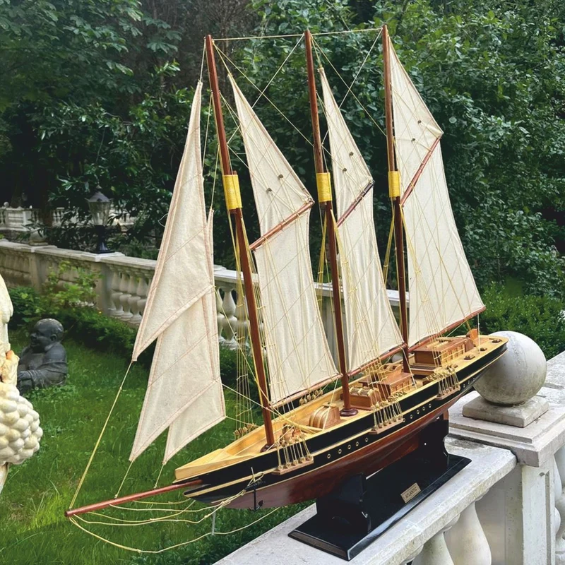 Casa Padrino Deko Segelschiff Atlantic Braun / Schwarz / Naturfarben 114 cm