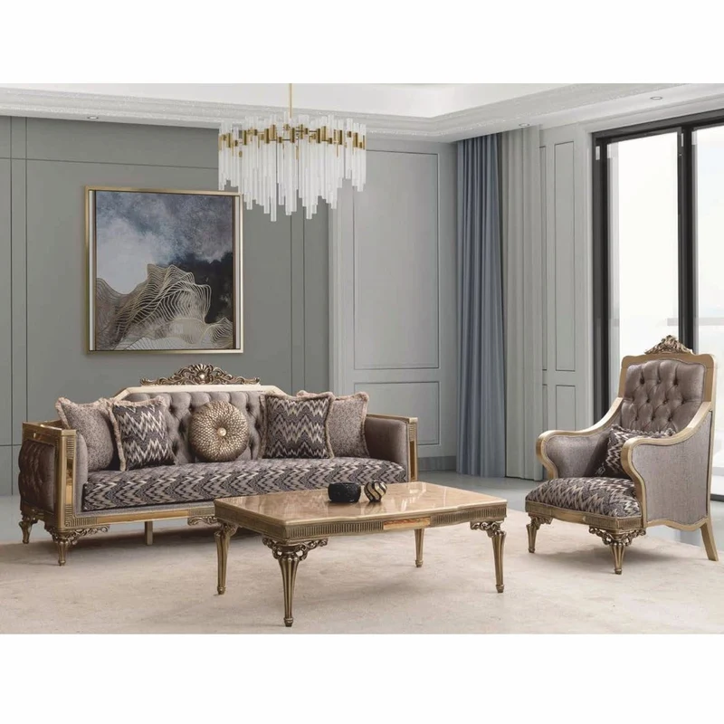 Casa Padrino Luxus Barockstil Wohnzimmer Möbel Set Grau / Gold - Barock Möbel
